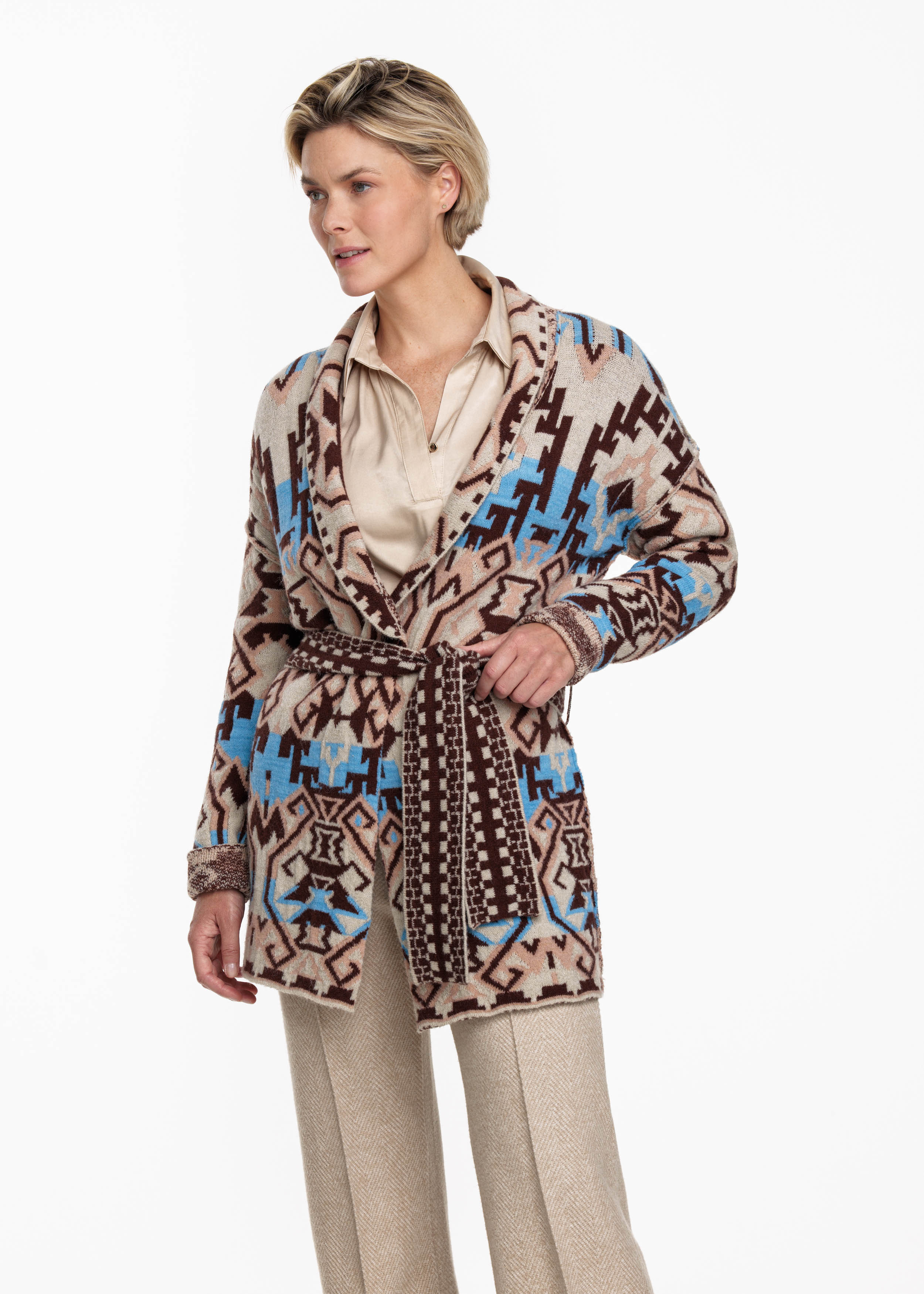 Cardigan Long Ikat Jacquard