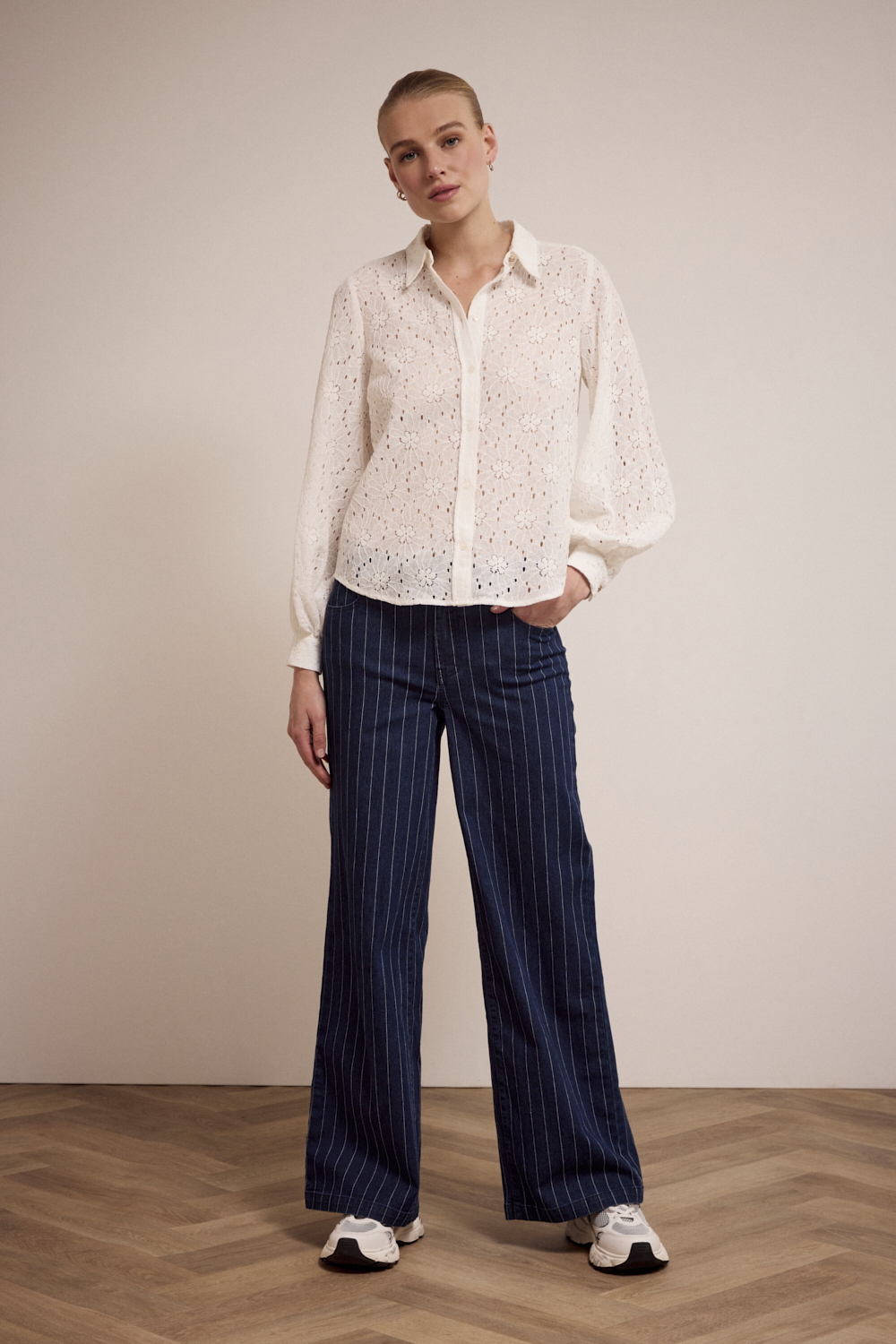 Pinstriped Denim Trousers