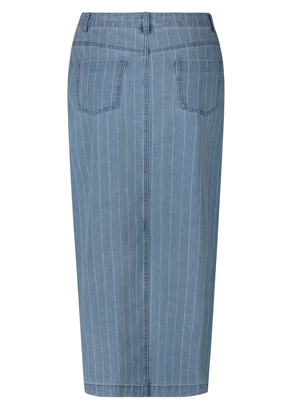 Pinstripe Denim Maxi Skirt